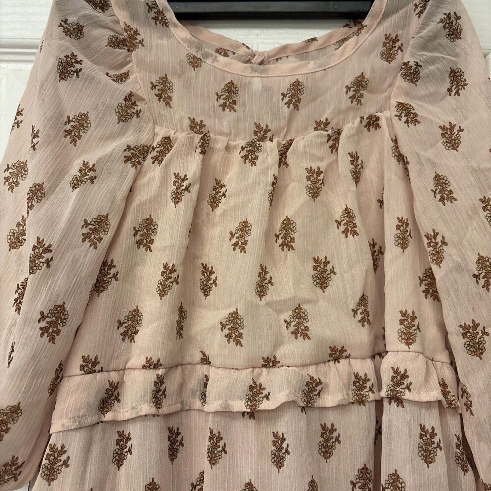 Wonder Nation Soft Pink Floral Dress Girls XS 4-5 Easter Tiered Lined VGUC - Picture 5 of 7